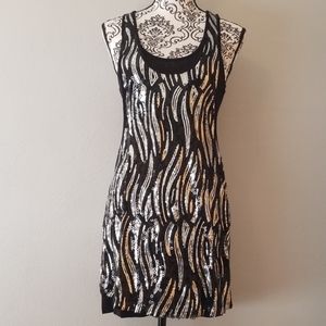 Sequin mini Dress. Black and silver.